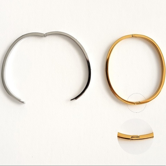 Zirconia Bangle Bracelet | Gold Plated Stainless Steel ( Rose Gold , Gold) - Picture 5 of 7